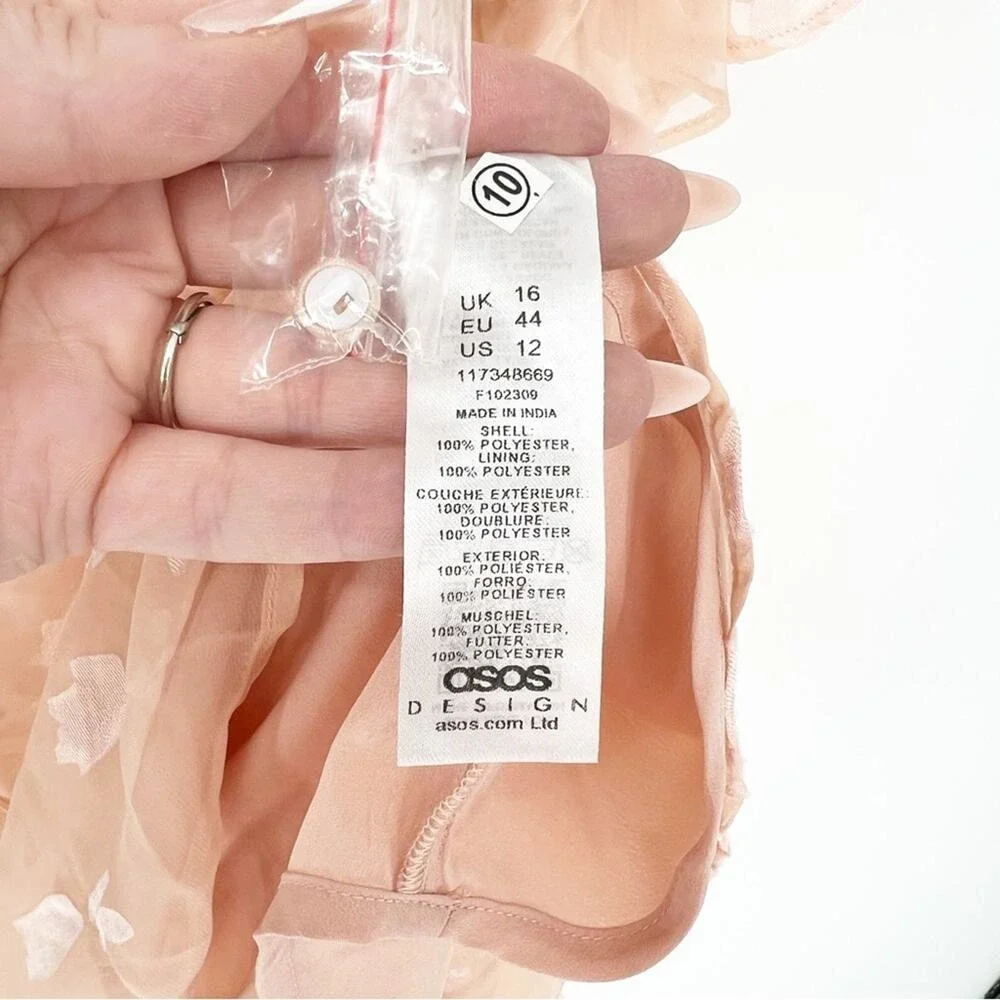 NWT ASOS Women's Ruffle Detail Open Back Balletcore Mini Dress 12P Pink - Picture 6 of 8
